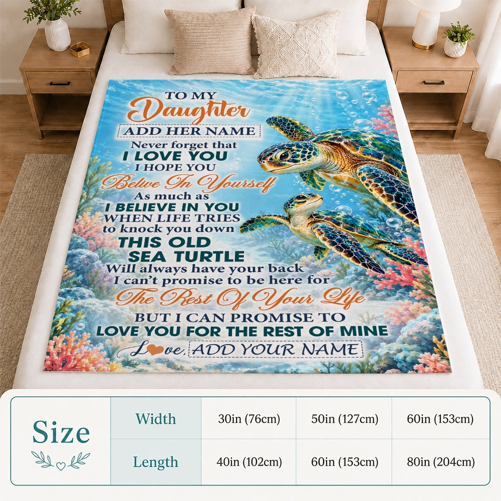 Personalized To My Daughter Gifts Sea Turtle From Mom Dad Blanket Never Forget I Love You Daughter Birthday Gift Graduation Christmas Custom Fleece Blanket | teecentury