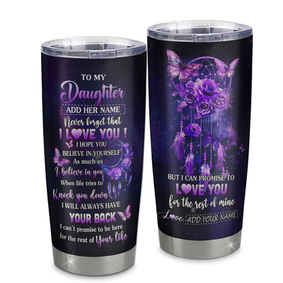 Personalized To My Daughter Gifts Tumbler From Mom Dad Floral Butterfly Love You Daughter Birthday Gifts Graduation Christmas Custom Stainless Steel Travel Mug | teecentury