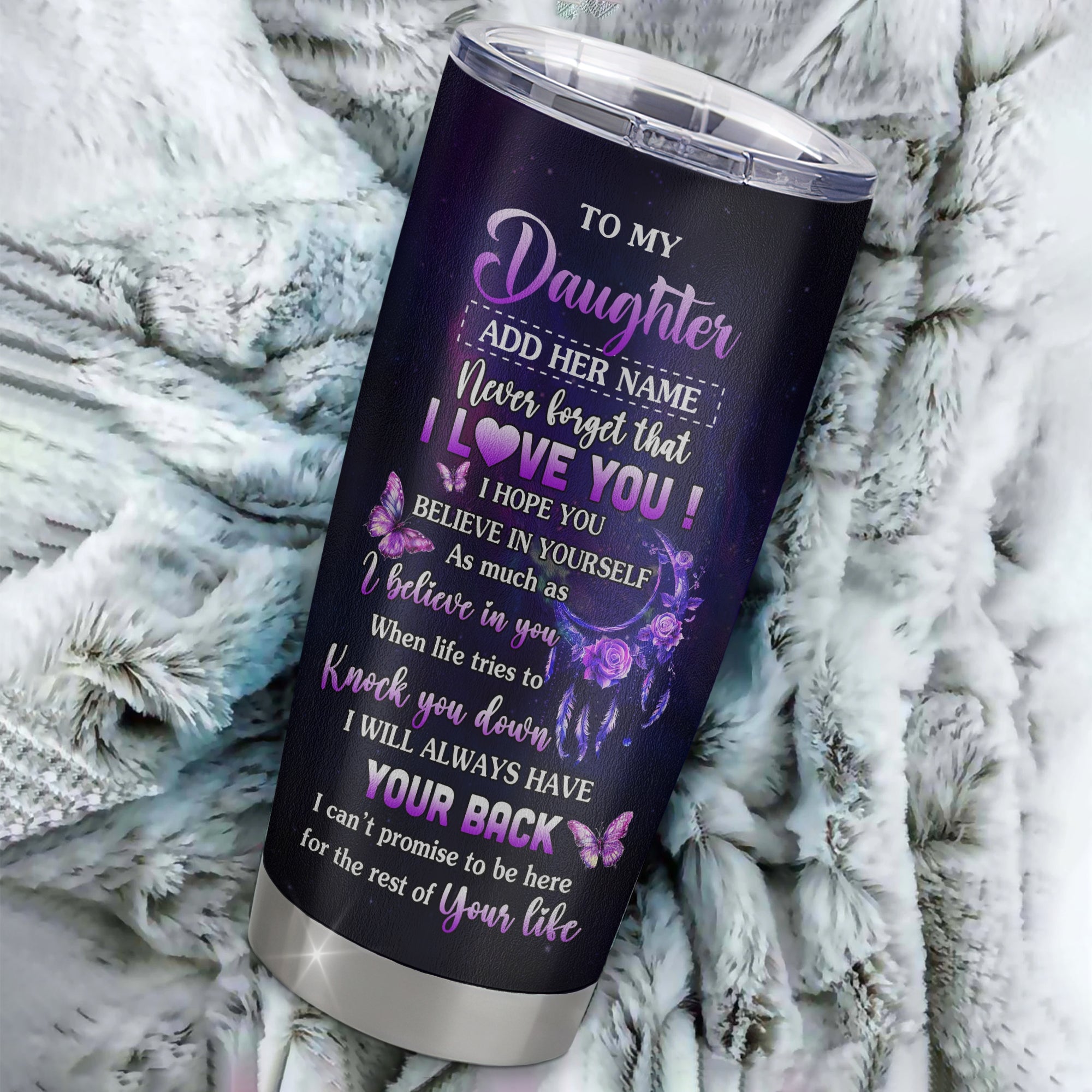Personalized To My Daughter Gifts Tumbler From Mom Dad Floral Butterfly Love You Daughter Birthday Gifts Graduation Christmas Custom Stainless Steel Travel Mug | teecentury