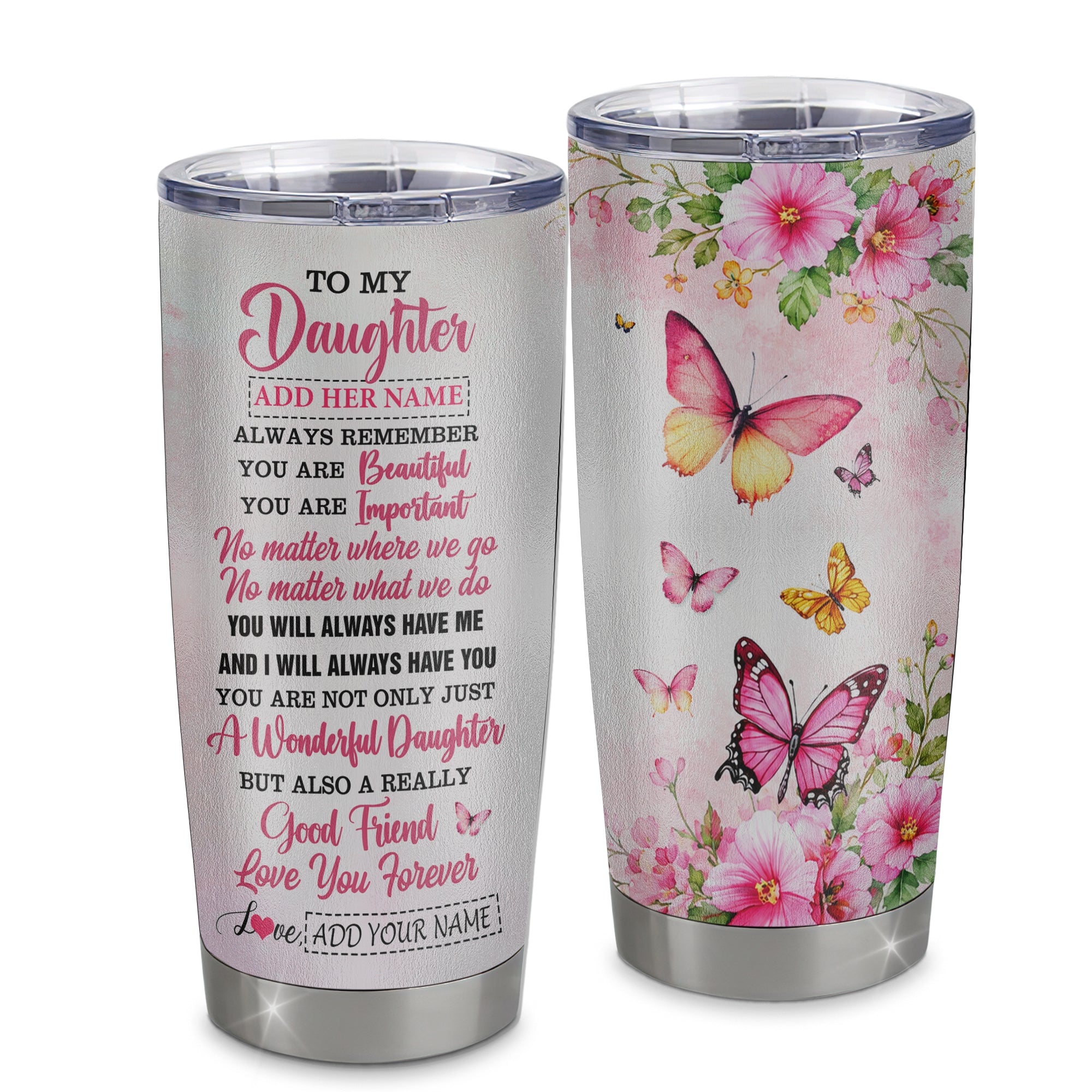 Personalized To My Daughter Gifts Tumbler From Mom Dad Mother Father You Are Beautiful Birthday Gifts For Daughter Graduation Christmas Custom Stainless Steel Mug | teecentury
