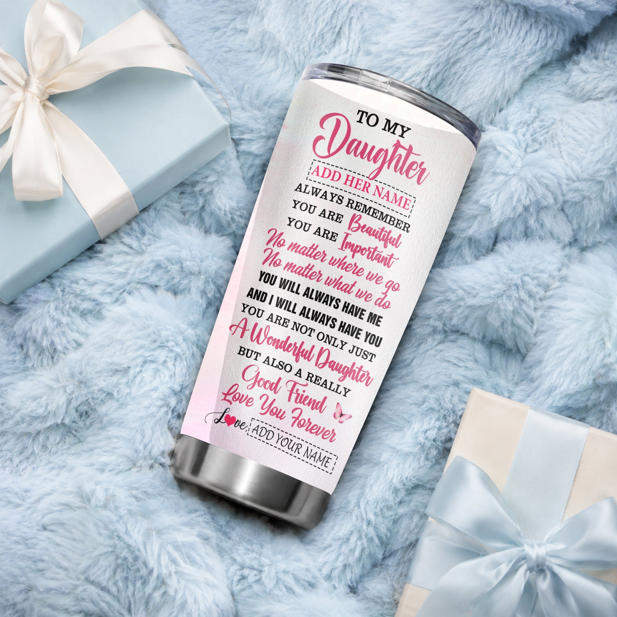 Personalized To My Daughter Gifts Tumbler From Mom Dad Mother Father You Are Beautiful Birthday Gifts For Daughter Graduation Christmas Custom Stainless Steel Mug | teecentury