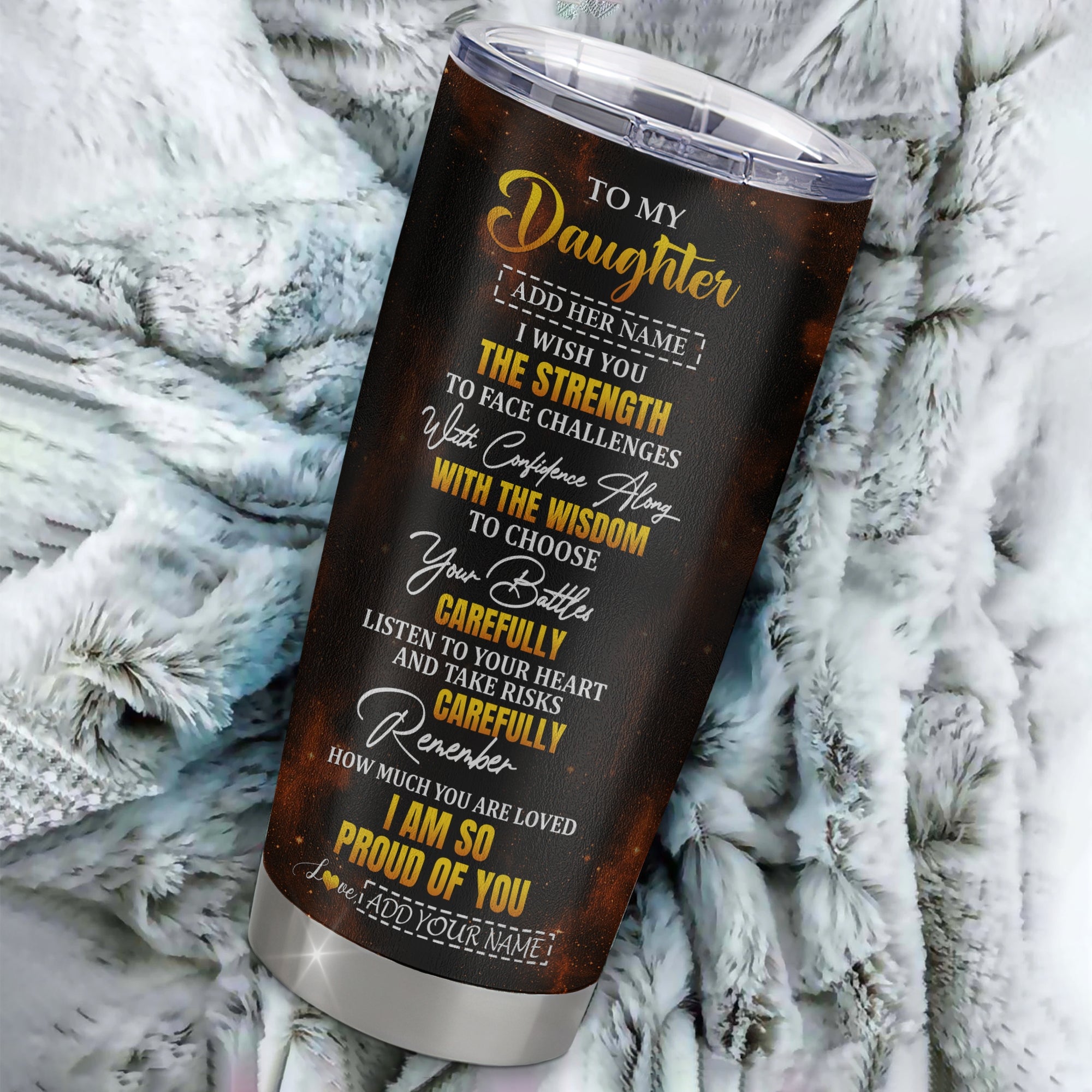 Personalized To My Daughter Gifts Tumbler From Mom Dad Mother I Wish You The Strength Eagle Daughter Birthday Gifts Christmas Graduation Custom Stainless Steel Mug | teecentury