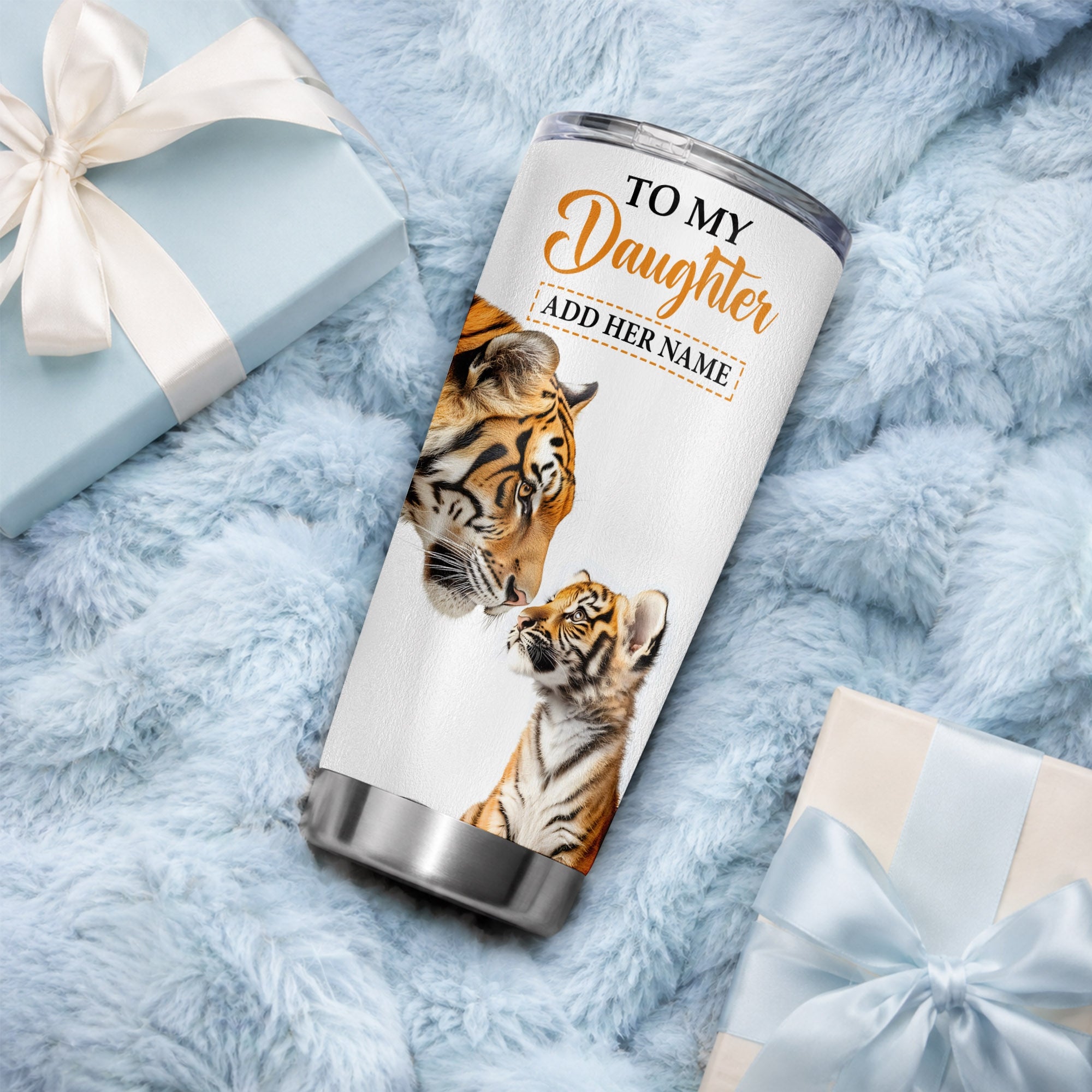 Personalized To My Daughter Gifts Tumbler From Mom Dad Mother Wherever Your Journey In Life Tiger Daughter Birthday Gifts Custom Stainless Steel Travel Mug | teecentury