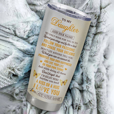 Personalized To My Daughter Gifts Tumbler From Mom Dad Sunflower My Only Wish For You Daughter Birthday Gifts Graduation Christmas Custom Stainless Steel Travel Mug | teecentury
