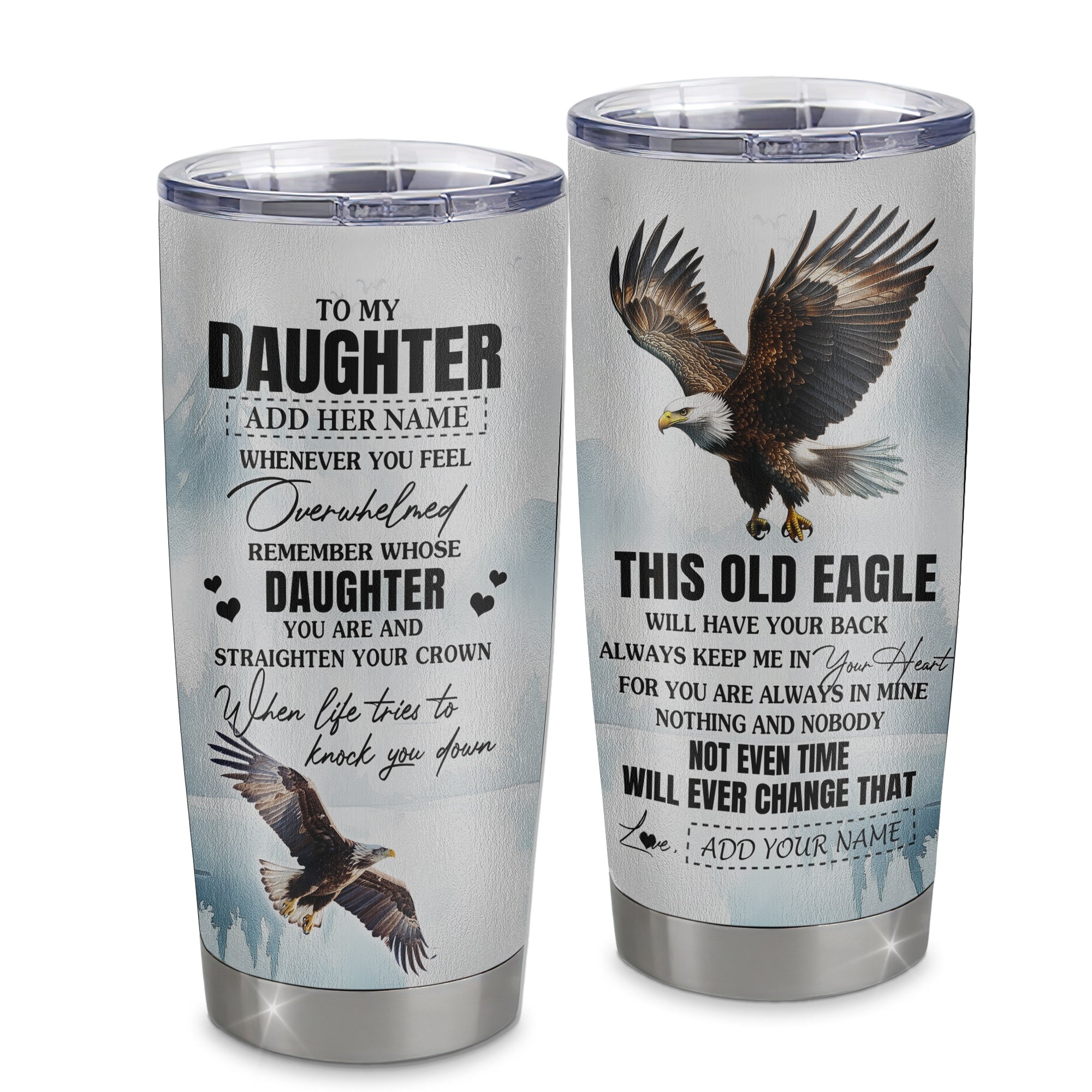 Personalized To My Daughter Gifts Tumbler From Mom Dad Whenever Eagle Unique Birthday Gifts For Daughter Graduation Christmas Stainless Steel Insulated Custom Mug | teecentury