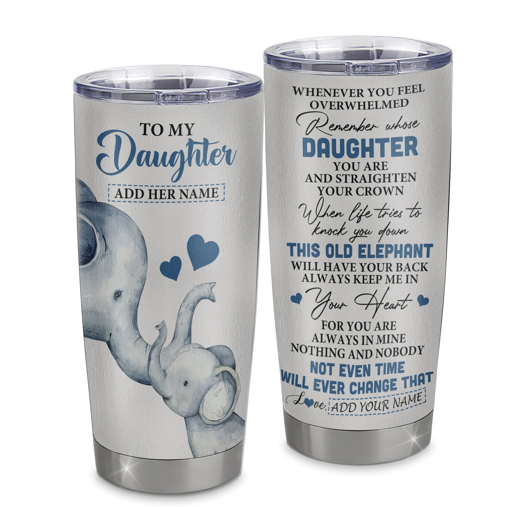 Personalized To My Daughter Gifts Tumbler From Mom Dad Whenever Elephant Unique Birthday Gifts For Daughter Graduation Christmas Custom Stainless Steel Cup Travel Mug | teecentury