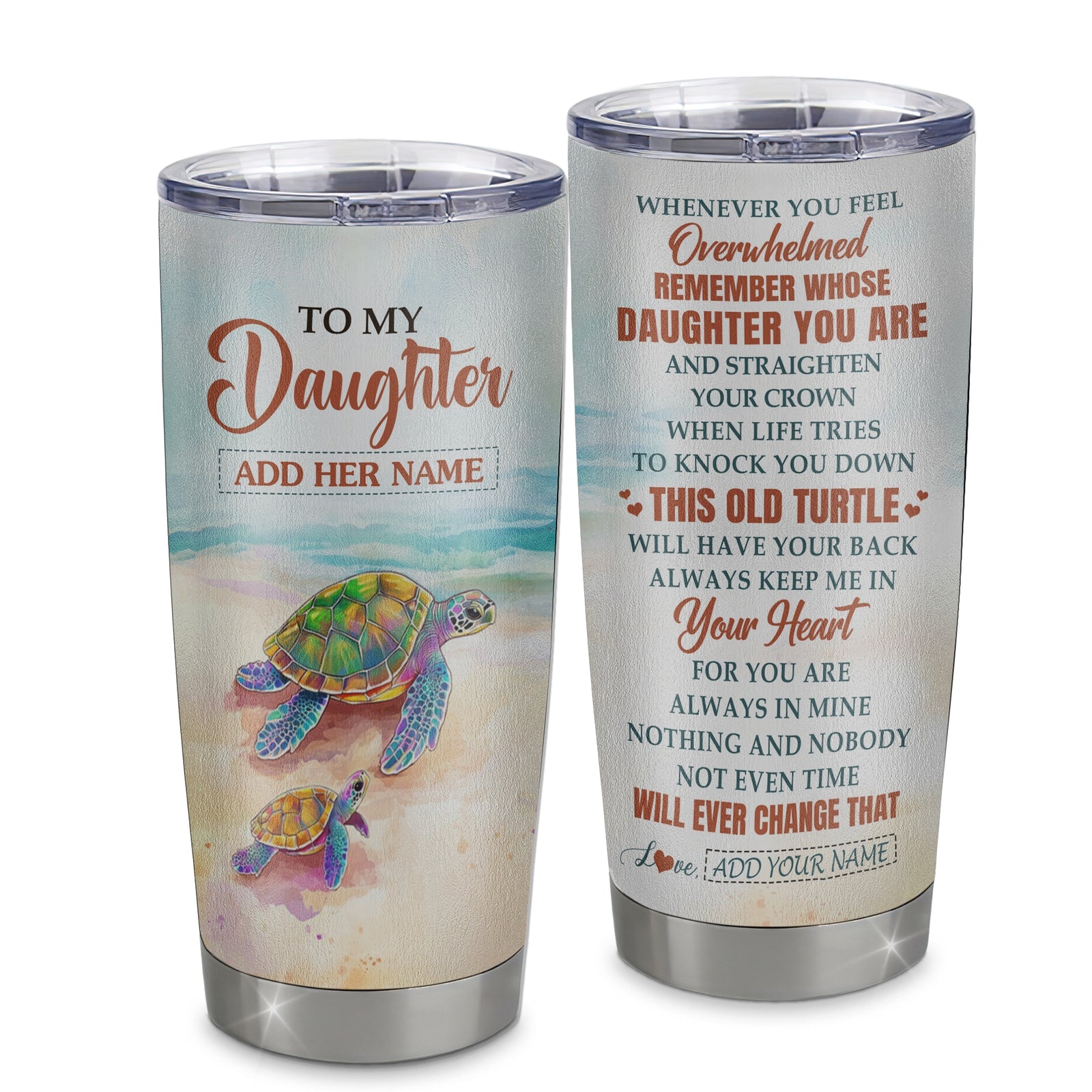 Personalized To My Daughter Gifts Tumbler From Mom Dad Whenever Turtle Unique Birthday Gifts For Daughter Graduation Christmas Custom Stainless Steel Cup Travel Mug | teecentury