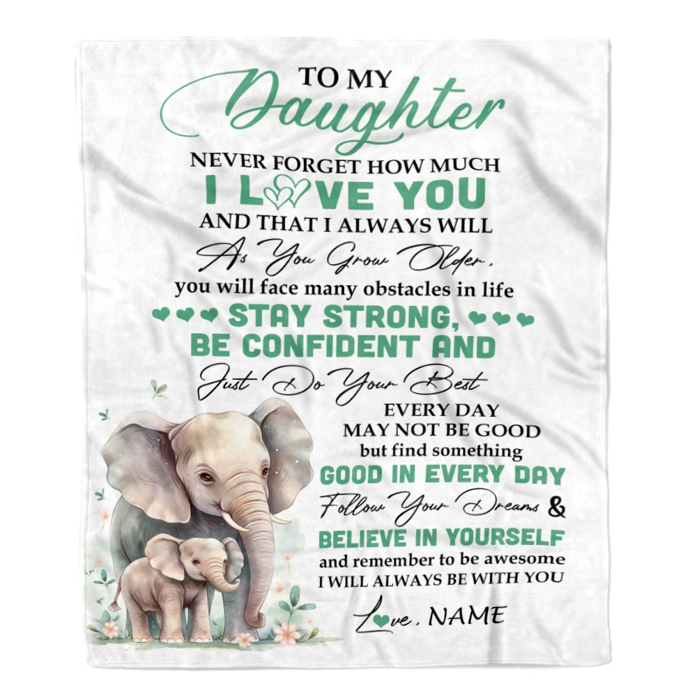 Personalized To My Daughter I Love You Forever Blanket From Mom Dad Elephant Daughter Birthday Gifts Graduation Christmas Customized Fleece Throw Blanket | teecentury