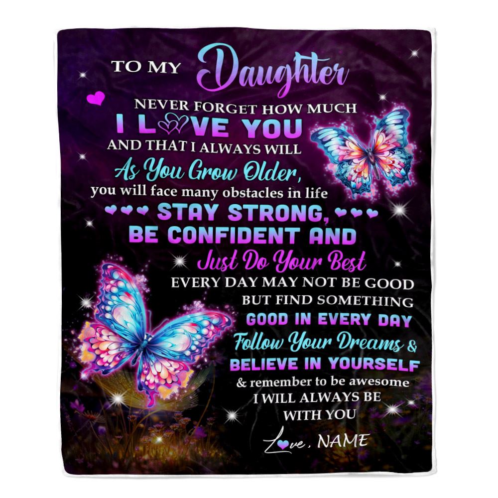 Personalized To My Daughter I Love You Forever Blanket From Mom Dad Mother Butterfly Daughter Birthday Gifts Graduation Christmas Customized Fleece Blanket | teecentury