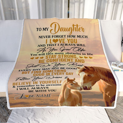 Personalized To My Daughter I Love You Forever Blanket From Mom Dad Mother Horse Daughter Birthday Gifts Graduation Christmas Customized Fleece Blanket | teecentury
