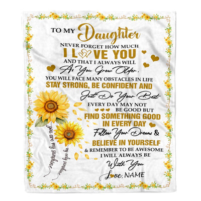 Personalized To My Daughter I Love You Forever Blanket From Mom Dad Mother Sunflower Daughter Birthday Gifts Graduation Christmas Customized Fleece Blanket | teecentury