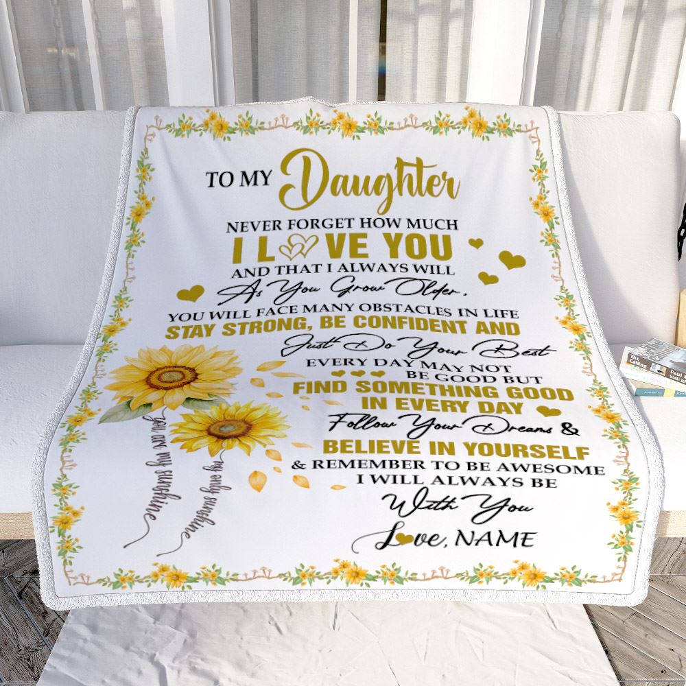 Personalized To My Daughter I Love You Forever Blanket From Mom Dad Mother Sunflower Daughter Birthday Gifts Graduation Christmas Customized Fleece Blanket | teecentury