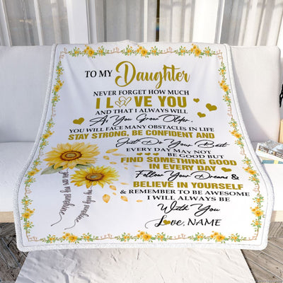 Personalized To My Daughter I Love You Forever Blanket From Mom Dad Mother Sunflower Daughter Birthday Gifts Graduation Christmas Customized Fleece Blanket | teecentury