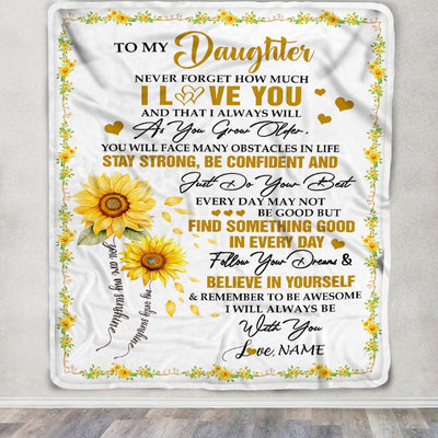 Personalized To My Daughter I Love You Forever Blanket From Mom Dad Mother Sunflower Daughter Birthday Gifts Graduation Christmas Customized Fleece Blanket | teecentury