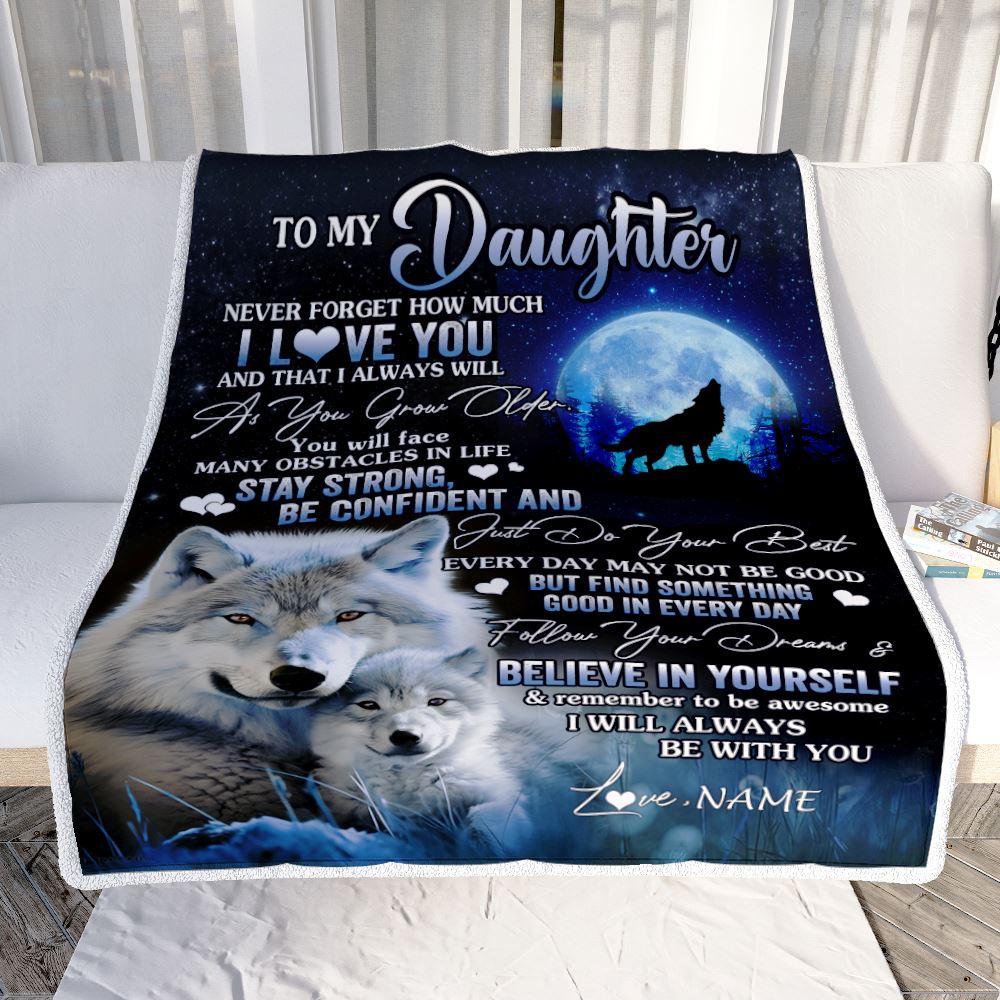 Personalized To My Daughter I Love You Forever Blanket From Mom Dad Mother Wolf Daughter Birthday Gifts Graduation Christmas Customized Fleece Blanket | teecentury