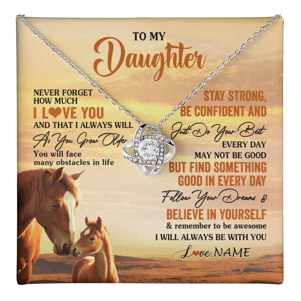 Love Knot Necklace 14K White Gold Finish | 1 | Personalized To My Daughter I Love You Forever Necklace From Mom Dad Mother Father Horse Daughter Birthday Jewelry Christmas Customized Gift Box Message Card | teecentury