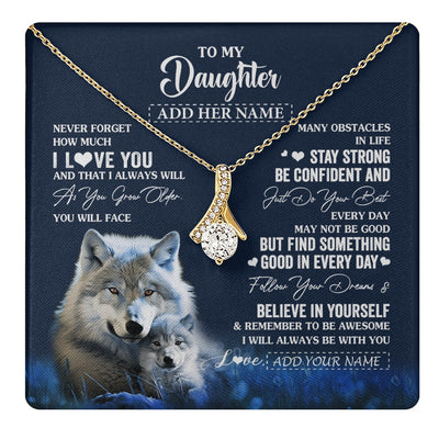 Alluring Beauty Necklace 18K Yellow Gold Finish | 1 | Personalized To My Daughter I Love You Forever Necklace From Mom Dad Mother Wolf Daughter Birthday Gifts Graduation Christmas Custom Gift Box Message Card | teecentury.myshopify