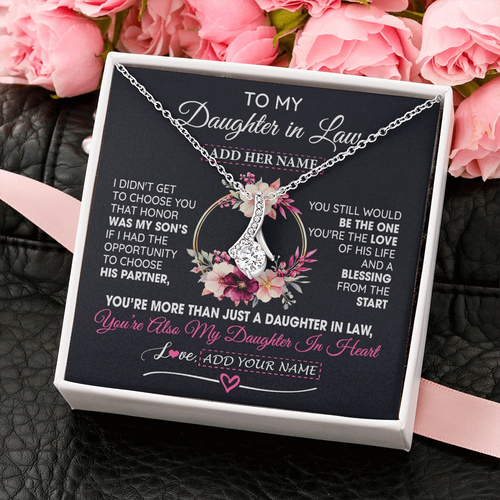 Alluring Beauty Necklace 14K White Gold Finish | 2 | Personalized To My Daughter In Law Gift From Mother In Law Necklace Daughter In Heart Birthday Gift For Daughter In Law Wedding Christmas Gift Box Message Card | teecentury.myshopify