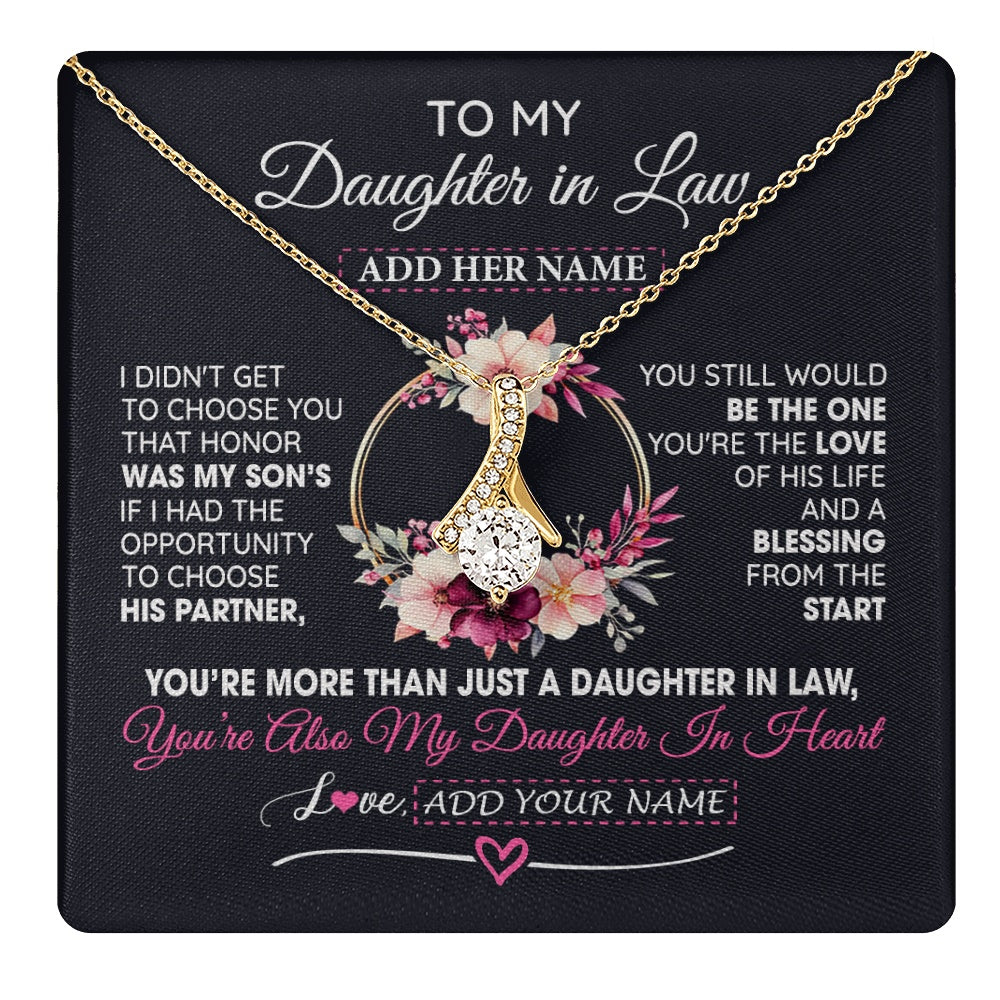 Alluring Beauty Necklace 18K Yellow Gold Finish | 1 | Personalized To My Daughter In Law Gift From Mother In Law Necklace Daughter In Heart Birthday Gift For Daughter In Law Wedding Christmas Gift Box Message Card | teecentury.myshopify