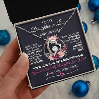 Forever Love Necklace 14K White Gold Finish | 2 | Personalized To My Daughter In Law Gift From Mother In Law Necklace Daughter In Heart Birthday Gift For Daughter In Law Wedding Christmas Gift Box Message Card | teecentury.myshopify