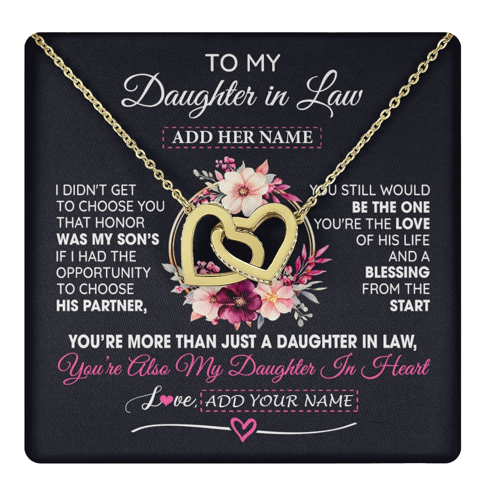 Interlocking Hearts Necklace 18K Yellow Gold Finish | 1 | Personalized To My Daughter In Law Gift From Mother In Law Necklace Daughter In Heart Birthday Gift For Daughter In Law Wedding Christmas Gift Box Message Card | teecentury.myshopify