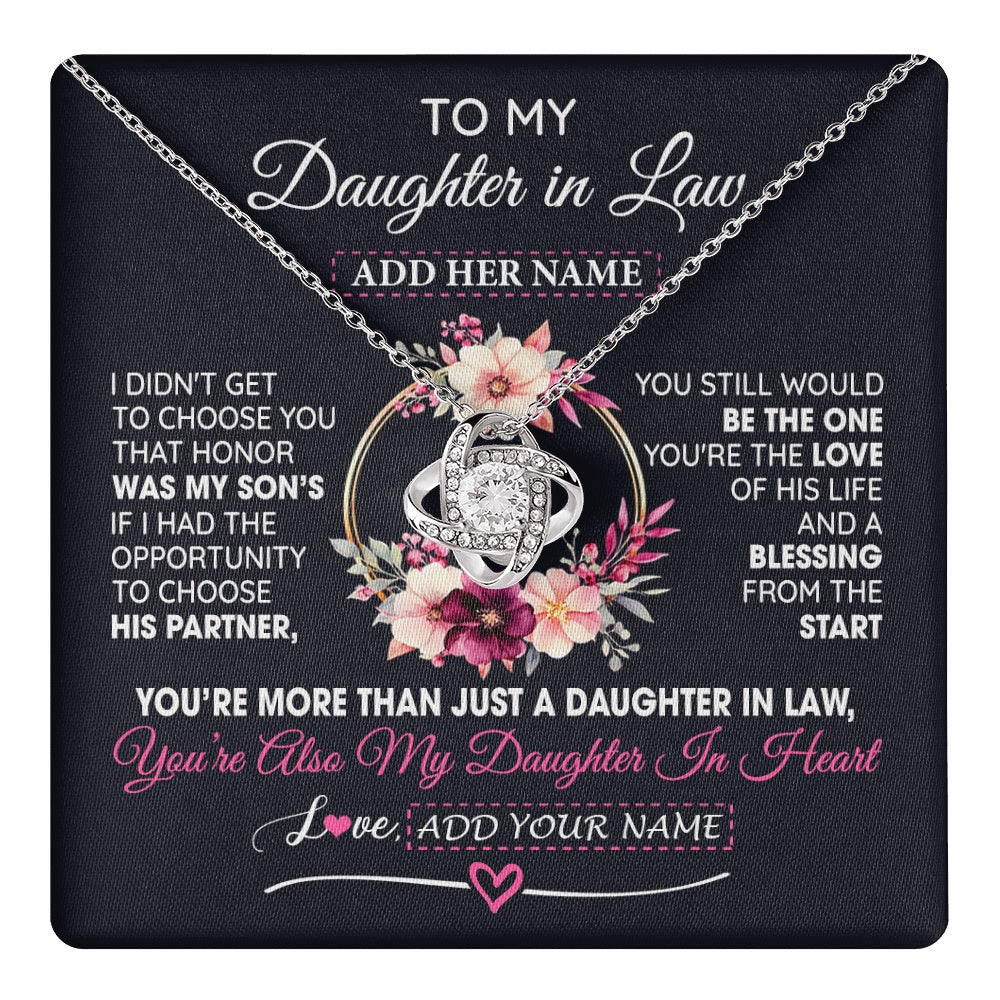 Love Knot Necklace 14K White Gold Finish | 1 | Personalized To My Daughter In Law Gift From Mother In Law Necklace Daughter In Heart Birthday Gift For Daughter In Law Wedding Christmas Gift Box Message Card | teecentury.myshopify