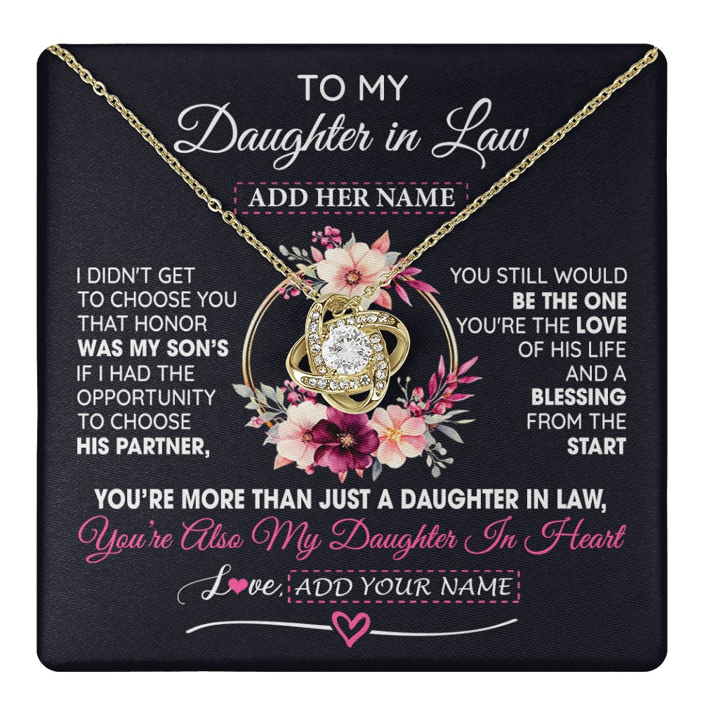 Love Knot Necklace 18K Yellow Gold Finish | 1 | Personalized To My Daughter In Law Gift From Mother In Law Necklace Daughter In Heart Birthday Gift For Daughter In Law Wedding Christmas Gift Box Message Card | teecentury.myshopify