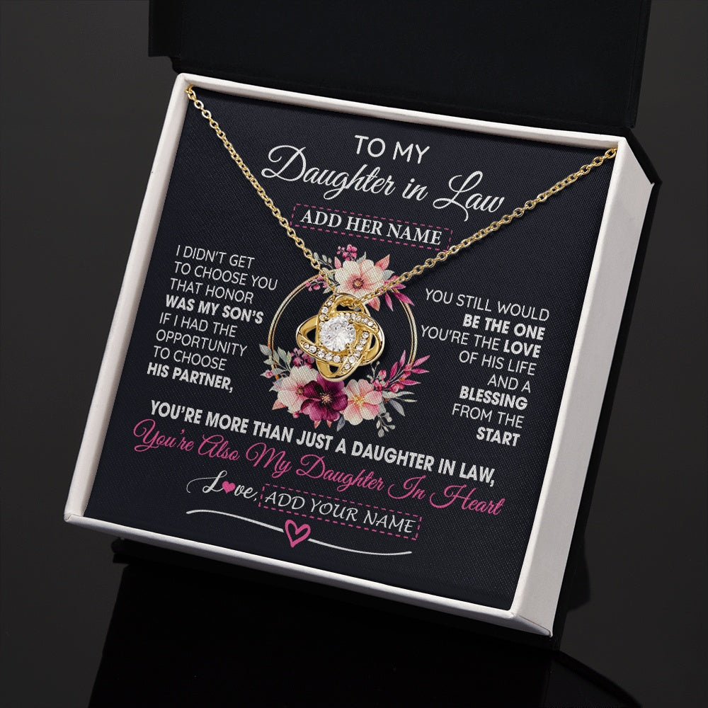 Love Knot Necklace 18K Yellow Gold Finish | 2 | Personalized To My Daughter In Law Gift From Mother In Law Necklace Daughter In Heart Birthday Gift For Daughter In Law Wedding Christmas Gift Box Message Card | teecentury.myshopify