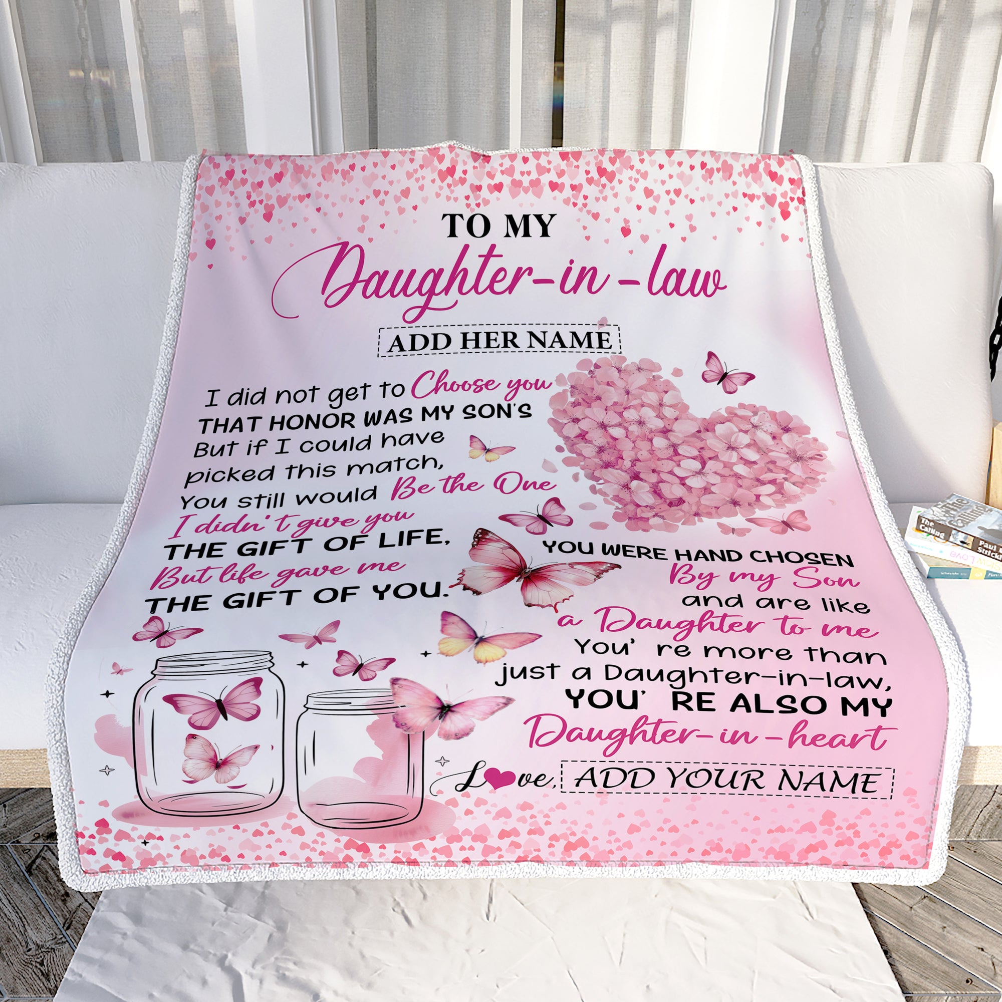 Personalized To My Daughter In Law Gifts Blanket From Mom Mothers Day Gifts For Future Daughter In Law Women Birthday Wedding Present Custom Fleece Blanket | teecentury