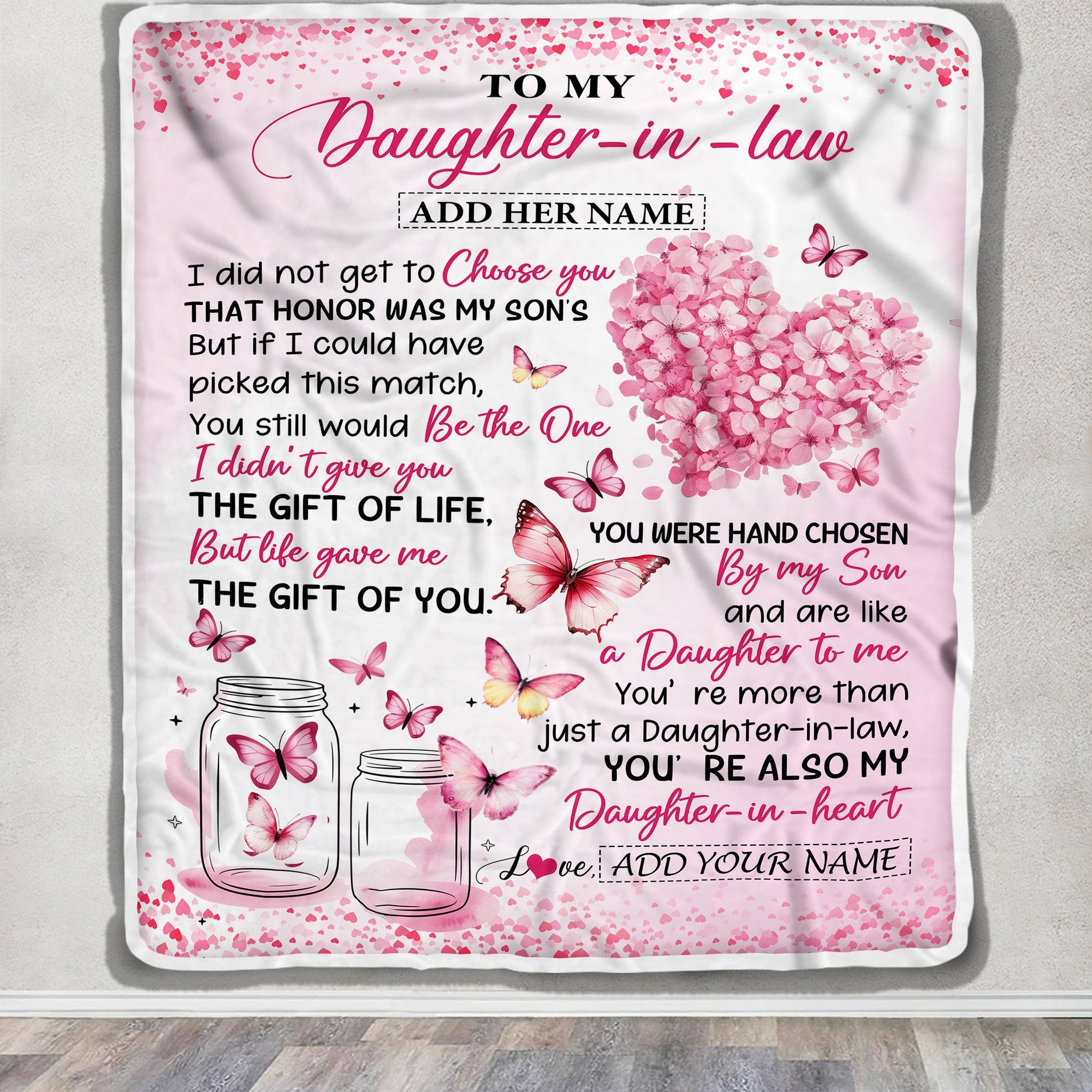 Personalized To My Daughter In Law Gifts Blanket From Mom Mothers Day Gifts For Future Daughter In Law Women Birthday Wedding Present Custom Fleece Blanket | teecentury