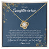 Love Knot Necklace 18K Yellow Gold Finish | Personalized To My Daughter In Law Necklace Welcome Into Our Family Daughter In Law Her Wedding Day Jewelry Birthday Christmas Customized Gift Box Message Card | teecentury