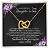 Interlocking Hearts Necklace 18K Yellow Gold Finish | Personalized To My Daughter In Law Necklace from Mother In Law You Are My Bonus Daughter Jewelry Birthday Wedding Day Christmas Customized Message Card | teecentury