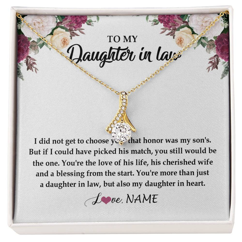 Alluring Beauty Necklace 18K Yellow Gold Finish | Personalized To My Daughter In Law Necklace from Stepmom Stepmother You're More Than Just A Daughter In Law Birthday Jewelry Customized Gift Box Message Card | teecentury