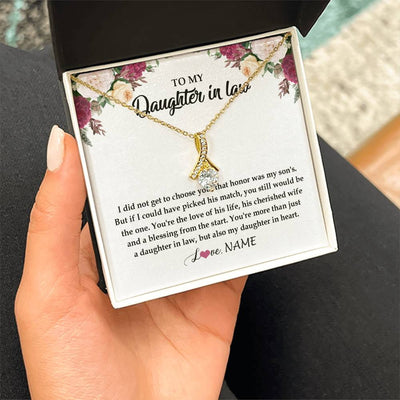 Alluring Beauty Necklace 18K Yellow Gold Finish | Personalized To My Daughter In Law Necklace from Stepmom Stepmother You're More Than Just A Daughter In Law Birthday Jewelry Customized Gift Box Message Card | teecentury