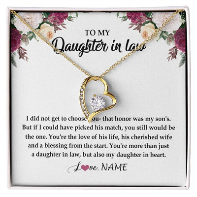 Forever Love Necklace 18K Yellow Gold Finish | Personalized To My Daughter In Law Necklace from Stepmom Stepmother You're More Than Just A Daughter In Law Birthday Jewelry Customized Gift Box Message Card | teecentury