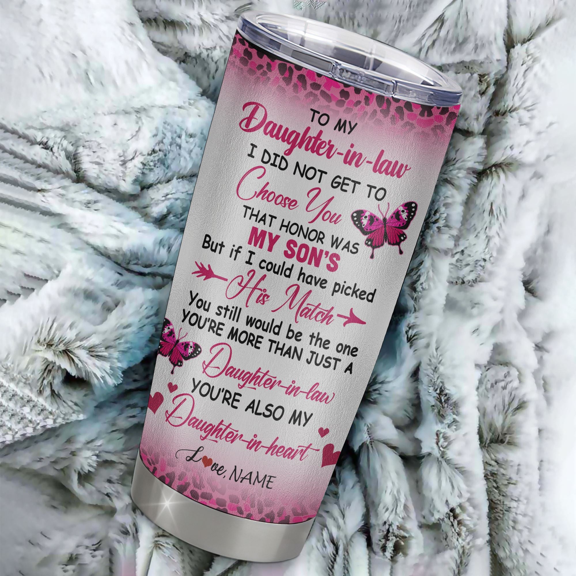 Personalized To My Daughter In Law Tumbler From Mother In Law Stainless Steel Cup Leopard Rainbow My Daughter In Heart Gift Birthday Christmas Travel Mug | teecentury
