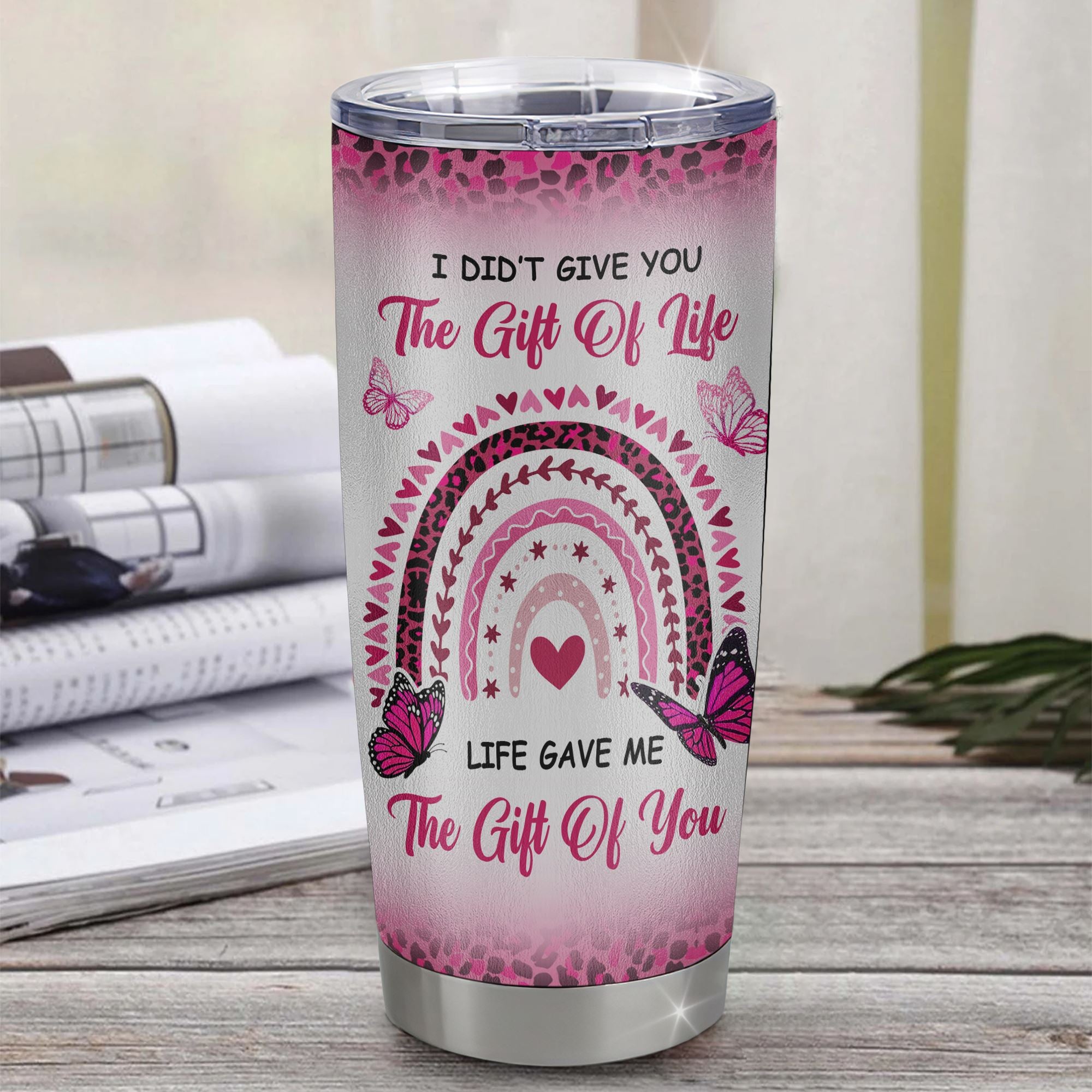 Personalized To My Daughter In Law Tumbler From Mother In Law Stainless Steel Cup Leopard Rainbow My Daughter In Heart Gift Birthday Christmas Travel Mug | teecentury