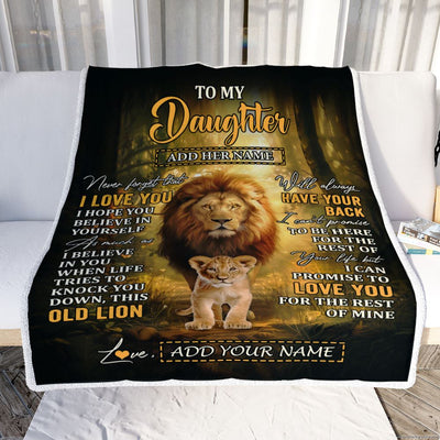 Personalized To My Daughter Lion Blanket From Dad Father Never Forget That I Love You Daughter Birthday Gifts Graduation Christmas Customized Fleece Blanket | teecentury
