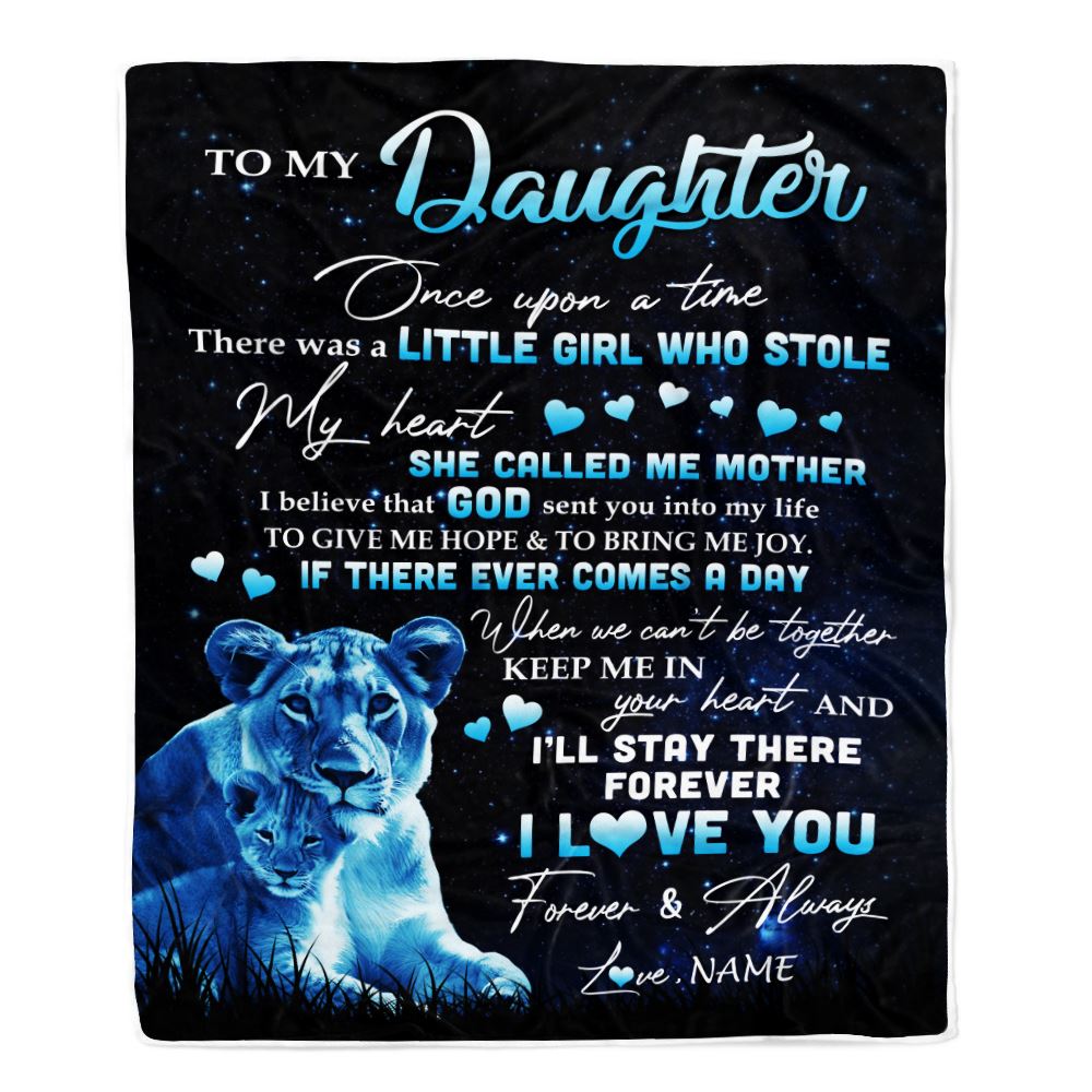 Personalized To My Daughter Lion Blanket From Mom Mother I'll Stay There Forever Daughter Birthday Graduation Christmas Customized Bed Fleece Throw Blanket | teecentury