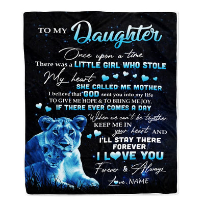 Personalized To My Daughter Lion Blanket From Mom Mother I'll Stay There Forever Daughter Birthday Graduation Christmas Customized Bed Fleece Throw Blanket | teecentury