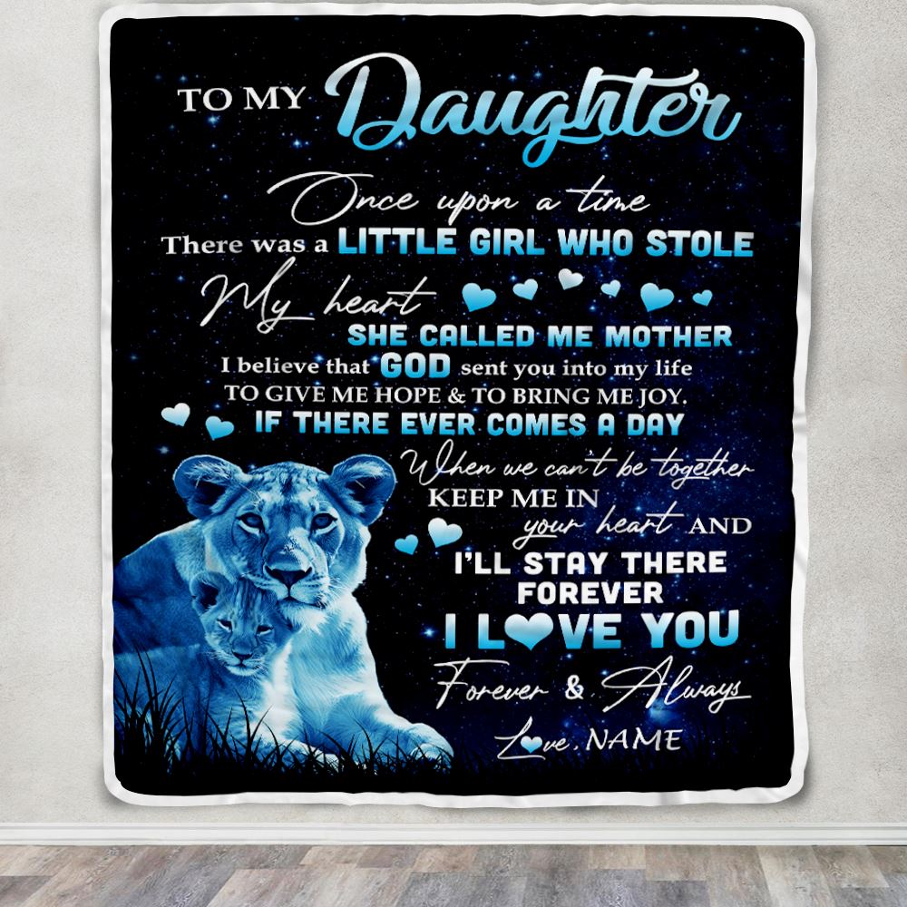 Personalized To My Daughter Lion Blanket From Mom Mother I'll Stay There Forever Daughter Birthday Graduation Christmas Customized Bed Fleece Throw Blanket | teecentury