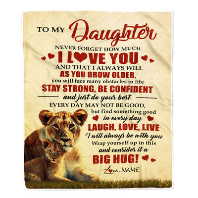 Personalized To My Daughter Lion Blanket From Mom Mother Never Forget How Much I Love You Daughter Birthday Graduation Christmas Customized Bed Fleece Blanket | teecentury