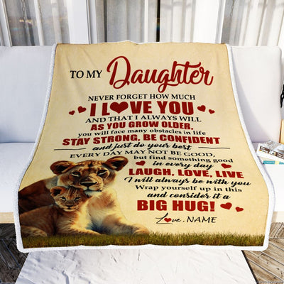 Personalized To My Daughter Lion Blanket From Mom Mother Never Forget How Much I Love You Daughter Birthday Graduation Christmas Customized Bed Fleece Blanket | teecentury