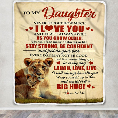 Personalized To My Daughter Lion Blanket From Mom Mother Never Forget How Much I Love You Daughter Birthday Graduation Christmas Customized Bed Fleece Blanket | teecentury