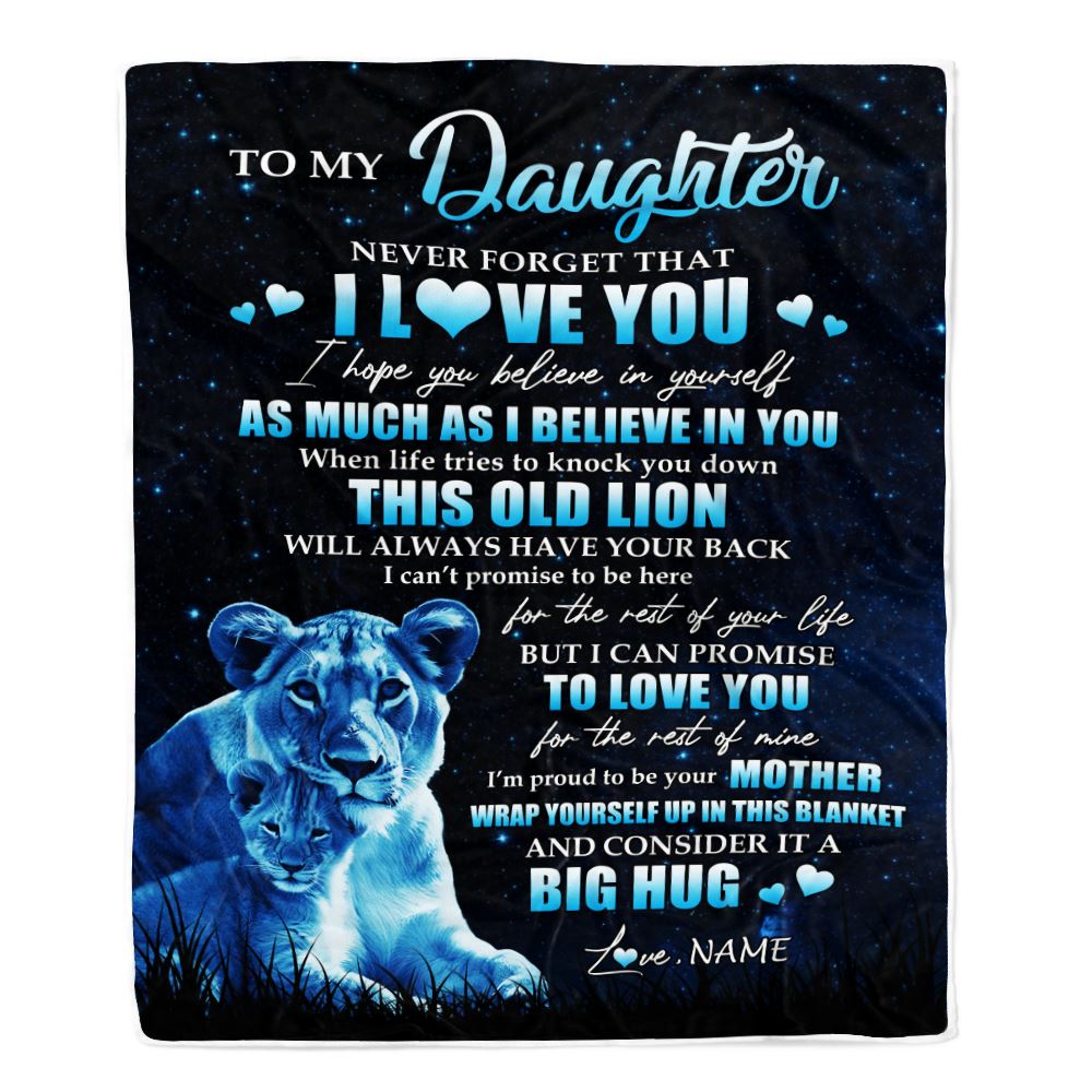 Personalized To My Daughter Lion Blanket From Mom Mother Never Forget I Love You Daughter Birthday Graduation Christmas Customized Fleece Throw Blanket | teecentury