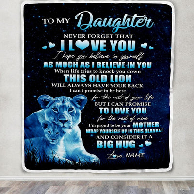 Personalized To My Daughter Lion Blanket From Mom Mother Never Forget I Love You Daughter Birthday Graduation Christmas Customized Fleece Throw Blanket | teecentury