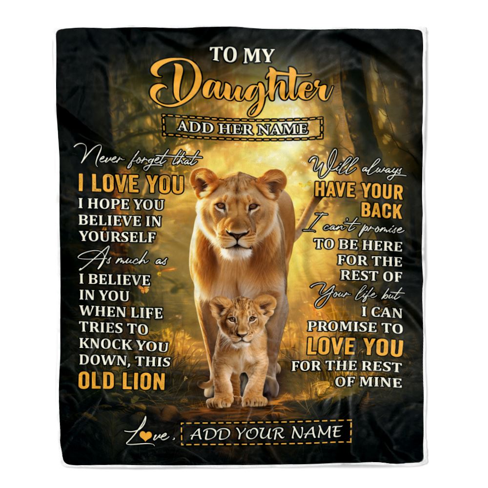 Personalized To My Daughter Lion Blanket From Mom Mother Never Forget That I Love You Daughter Birthday Gifts Graduation Christmas Customized Fleece Blanket | teecentury