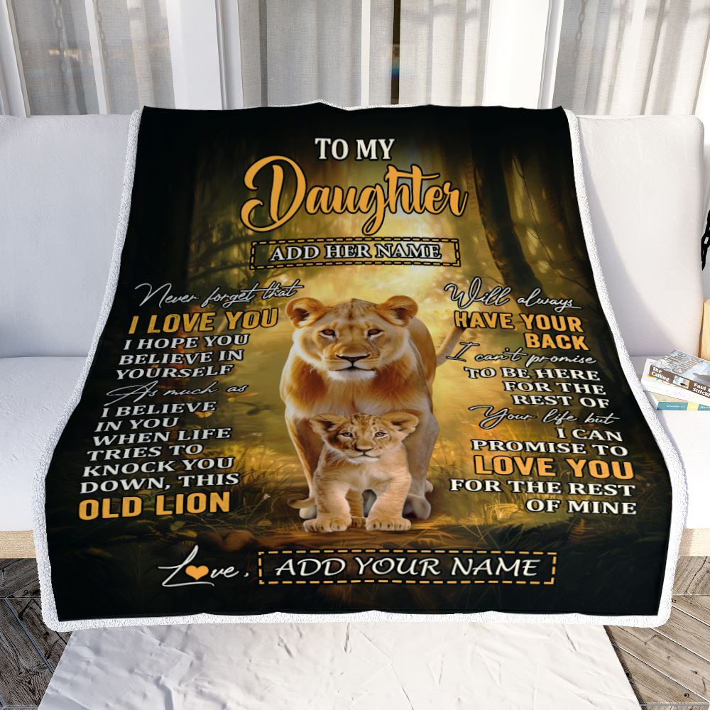 Personalized To My Daughter Lion Blanket From Mom Mother Never Forget That I Love You Daughter Birthday Gifts Graduation Christmas Customized Fleece Blanket | teecentury