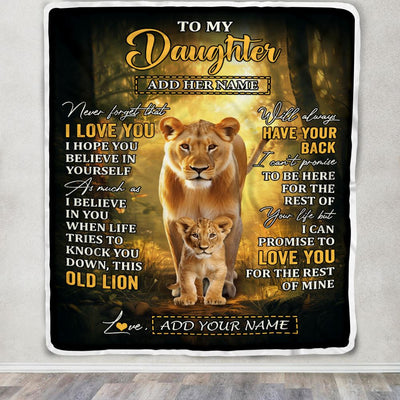 Personalized To My Daughter Lion Blanket From Mom Mother Never Forget That I Love You Daughter Birthday Gifts Graduation Christmas Customized Fleece Blanket | teecentury