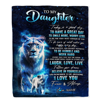 Personalized To My Daughter Lion Blanket From Mom Mother Today Is A Good Day Daughter Gifts Birthday Graduation Christmas Customized Bed Fleece Throw Blanket | teecentury